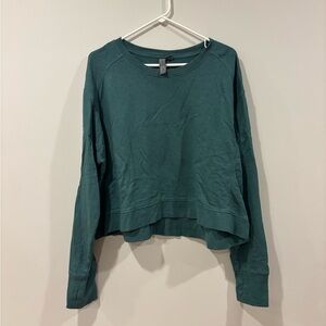 Sweaty Betty After Class Crop Sweatshirt Crewneck Wave Green Blue Women size 14